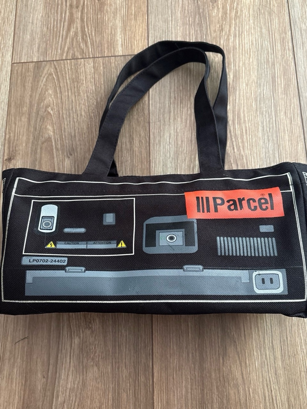 Parcel Graphic Black Tote Bag